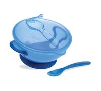 Nuby Easy Go Ciotola a Ventosa, Coperchio e Cucchiaio a Clip, 6+ Mesi, Blu
