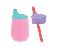 Nuby First Training Cut Set, bicchiere in silicone da 118 ml con beccuccio e cannuccia, 1 pezzo, ragazza