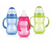 Nuby ID1095 Biberon collo largo e manici, 300ml, colori assortiti