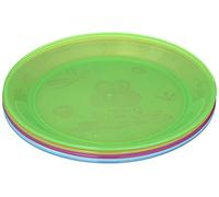 Nuby ID65670, Piatto in plastica resistente e sicura, multicolore, Set da 4 pezzi - 12mesi+