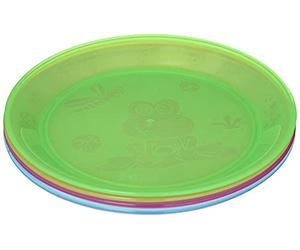 Nuby ID65670, Piatto in plastica resistente e sicura, multicolore, Set da 4 pezzi - 12mesi+