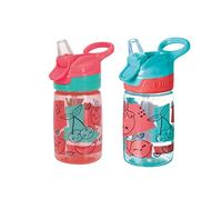 Nuby Incredible Gulp Borraccia per bambini, con manico per il trasporto, lavabile in lavastoviglie e forno a microonde, ideale per 18 mesi (fragole, confezione da 2), 048526890446