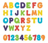 Nuby Lettere e Numeri da Bagno Educativi in Schiuma, 36 Pezzi, 3+ Anni | 36 giochi da bagno colorati, aderiscono alle pareti della vasca, apprendimento divertente di numeri e lettere nel bagnetto