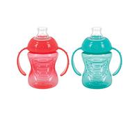 Nuby No-Spill Super Spout Grip N' Sip, Pink and Purple, 4 Plus Months