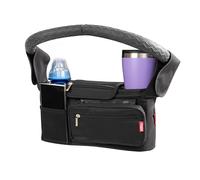 Nuby Organizer Passeggino Deluxe, Borsa Estraibile e Portabicchiere, Nero | Compatibile con la maggior parte dei passeggini, poliestere resistente, installazione rapida per riporre tutto in giro