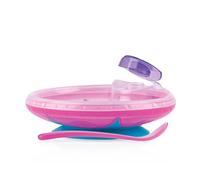 Nuby Piattino Pappacalda con Cucchiaino, Rosa - NUOVO