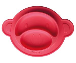 Nuby - Piatto Miracle con effetto ventosa - Rossa - Scimmia - 9m+
