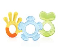 Nuby Set Dentizione in 3 Fasi, Confezione da 3 Anelli Dentizione per Bambini, Superfici Testurizzate, Compatibili con il Frigorifero, 3 mesi +