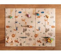 Nuby - Tappeto Gioco Bebè Imbottito Pieghevole e Reversibile - Tappetino Leggero e Morbido per Giocare sul Pavimento - Motivo Safari - Pavimento Imbottito per Bebè - 150x200 cm