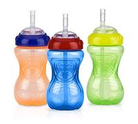 Nuby Tazza antigoccia con cannuccia flessibile, confezione da 3, 283,5 g