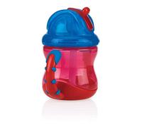 Nûby -Tazza Flip-it con manici e cannuccia in silicone -240 ml - Rosso