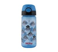 Nûby - Tazza in Silicone a pressione con cannuccia morbida - Blu - 540ml - 3 anni+