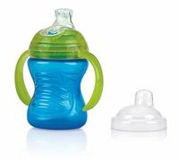 Nuby Tazza Swirl con Beccuccio Antigoccia in Silicone e Manici, 240ml Blu