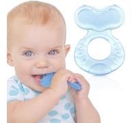 Nuby teethe-eez Soft silicone Teether with Bristles, Blue, 0 Plus months