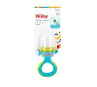 Nuby Twist n' Feed - Dispenser di alimenti per bambini con coperchio igienico | Alimenti teneri + Anello di dentizione per bambini | Silicone | Promuove l'alimentazione autonoma | 10+ mesi