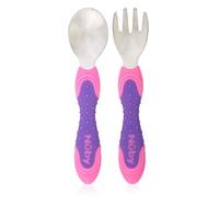 Nuby - Utensili in acciaio INOX, 2 pezzi, colore: Rosa/Viola