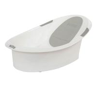Nuby - Vasca per neonati Dr. Talbot’s dalla nascita con supporto antiscivolo integrato e poggiatesta morbido - Vasca per bambini per doccia e bagno del neonato - Utilizzabile ovunque - Bianco e grigio