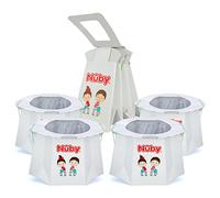 Nuby Vasino da Viaggio con Fodera - Vasino Pieghevole e Portatile; Vasino per Bambini Essenziale per Campeggio, Viaggi e Gite in Auto - Vasino da Viaggio per Bambini, Confezione da 4 Pezzi