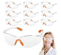 Nucalt 10 Pezzi Occhiali di Sicurezza Trasparenti, Occhiali Protettivi da Lavoro Laboratorio Chimica, Occhiali di Protezione con Ponte del Naso e Punte di Ramo in Gomma