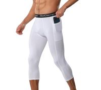 NuCamper 3/4 Leggings da Uomo, Pantaloni Sportivi a Compressione 3/4 Running Pantaloni Tights Baselayer Asciugatura Rapida per Basket Palestra Allenamento Atletico Calcio
