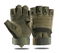 NuCamper Guanto tattico a mezze dita con nocche dure militari per uomo, guanti softair senza dita Touchscreen per addestramento al combattimento in motocicletta (Small, Army Green)