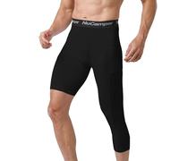 NuCamper Leggings da Uomo Pantaloni Sportivi a Compressione Gamba Singola 3/4 Pantaloni Compressione Baselayer Asciugatura Rapida per Basket Palestra Allenamento Atletico Calcio