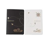Nucelit 2Pcs Multi Funzionale PU Pelle Passaporti Caso Alla Moda Carta Da Viaggio Organizzato per la Conservazione sicura dei Documenti Regalo di Viaggio, Nero e bianco, Pointer