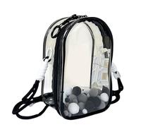 Nucelit Borsa a tracolla da 18 cm resistente all'acqua in PVC trasparente borsa a tracolla con tracolla regolabile per accessori per bambini borsa per pannolini a tracolla per giocattoli, Nero , C