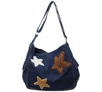 Nucelit Borsa a tracolla di grande capacità Bella spalla a stella Messaggeri estetici Studente Scuola per tutti i giorni Grande capacità Crossbody per le donne Star Shoulder Denims Messenger, A