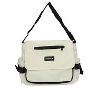Nucelit Borsa a tracolla di grande capacità da uomo borsa a tracolla messenger giapponese scuola studentesca all-matching casual donne messenger uomini grande capacità spalla libro studente, Bianco