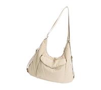 Nucelit Borsa a tracolla in nylon con chiusura sicura con cerniera grande borsa a tracolla con tasca esterna che protegge gli oggetti di valore durante il transito a tracolla di grande capacità, Beige