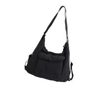 Nucelit Borsa a tracolla in nylon con chiusura sicura con cerniera grande borsa a tracolla con tasca esterna che protegge gli oggetti di valore durante il transito a tracolla di grande capacità, Nero