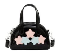 Nucelit Borsa da bowling Borse in pelle PU Borsa a tracolla a stella a cinque punte Moda Crossbody Shopping per tutti i giorni a cinque punte Stella Borsa in pelle PU Crossbody Bowling, Nero