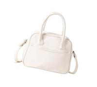 Nucelit Borsa da bowling portatile in pelle PU borsa a tracolla per donna borsa a tracolla quadrata con tracolla regolabile per lavoro e viaggio in pelle PU Crossbody, bianco, Medium