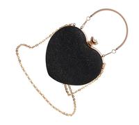 Nucelit Borsa da sera da donna a forma di cuore pochette borsa elegante a tracolla pochette tracolla tracolla donna frizione catena tracolla tracolla a forma di cuore pochette borsa, Nero , One Size