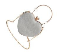 Nucelit Borsa da sera da donna a forma di cuore pochette borsa elegante a tracolla pochette tracolla tracolla donna frizione catena tracolla tracolla a forma di cuore pochette borsa, Argento, One Size