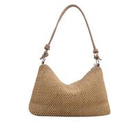 Nucelit Borsa da spiaggia in paglia per picnic e vacanze, borsa a tracolla leggera con tracolla regolabile per un trasporto senza sforzo a tracolla alla moda, cachi