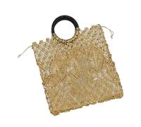 Nucelit Borse da spiaggia estive da donna borsa in tessuto intrecciato a mano pochette borse con manico superiore borsa da spiaggia per le donne borsa con manico superiore, Oro
