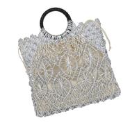 Nucelit Borse da spiaggia estive da donna borsa in tessuto intrecciato a mano pochette borse con manico superiore borsa da spiaggia per le donne borsa con manico superiore, Argento