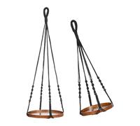 Nucelit Cesto da appendere in corda di cotone nordico con base in legno per piante decorazione domestica organizzazione di stoccaggio interno esterno corda di cotone cesto appeso