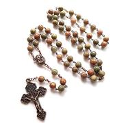 Nucelit Collana con preghiera rosario con ciondolo a forma di croce, gioielli religiosi per uomini e donne, crocifisso, collana lunga regalo con croce per ragazzo