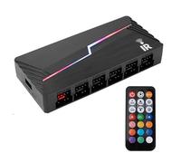 Nucelit Controller per hub ventola ARGB e PWM a 12 porte con telecomandi per una gestione efficiente del raffreddamento nei gaming, mozzi di controllo della temperatura intelligenti