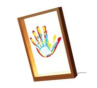 Nucelit Cornice per impronte digitali alimentata tramite USB con base a LED calda e 4 pannelli trasparenti per display di memoria da tavolo per famiglia, decorazione per famiglia, stampa a mano