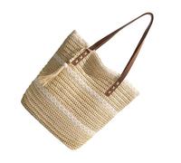 Nucelit Elegante borsa ascellare con frange abbellimento elegante borsa a tracolla grande capacità borsa per gite di un giorno e vacanze elegante donna ' s, Beige
