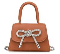 Nucelit Elegante Bowknot Piccola Borsa Con Catena Cinghia Tinta Unita PU Cuoio Delle Donne Borsa A Tracolla Crossbody Bag, Marrone, One Size