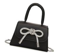 Nucelit Elegante Bowknot Piccola Borsa Con Catena Cinghia Tinta Unita PU Cuoio Delle Donne Borsa A Tracolla Crossbody Bag, Nero , One Size