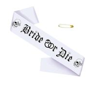Nucelit Fascia per addio al nubilato, decorazione per addio al nubilato con scritta in lingua inglese "Till Death Do Us Favor Bride or Die Bachelorette", bianco, Taglia unica