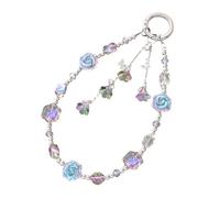 Nucelit Fashion Rose Charm Phone Lanyard Cellulare Strap Elegante Colorato Perline Ciondolo Antilost Catena Da Polso Gioielli Scintillante Rosa Phone Strap Charm