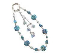 Nucelit Fashion Rose Charm Phone Lanyard Cellulare Strap Elegante Colorato Perline Ciondolo Antilost Catena Da Polso Gioielli Scintillante Rosa Phone Strap Charm