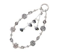 Nucelit Fashion Rose Charm Phone Lanyard Cellulare Strap Elegante Colorato Perline Ciondolo Antilost Catena Da Polso Gioielli Scintillante Rosa Phone Strap Charm